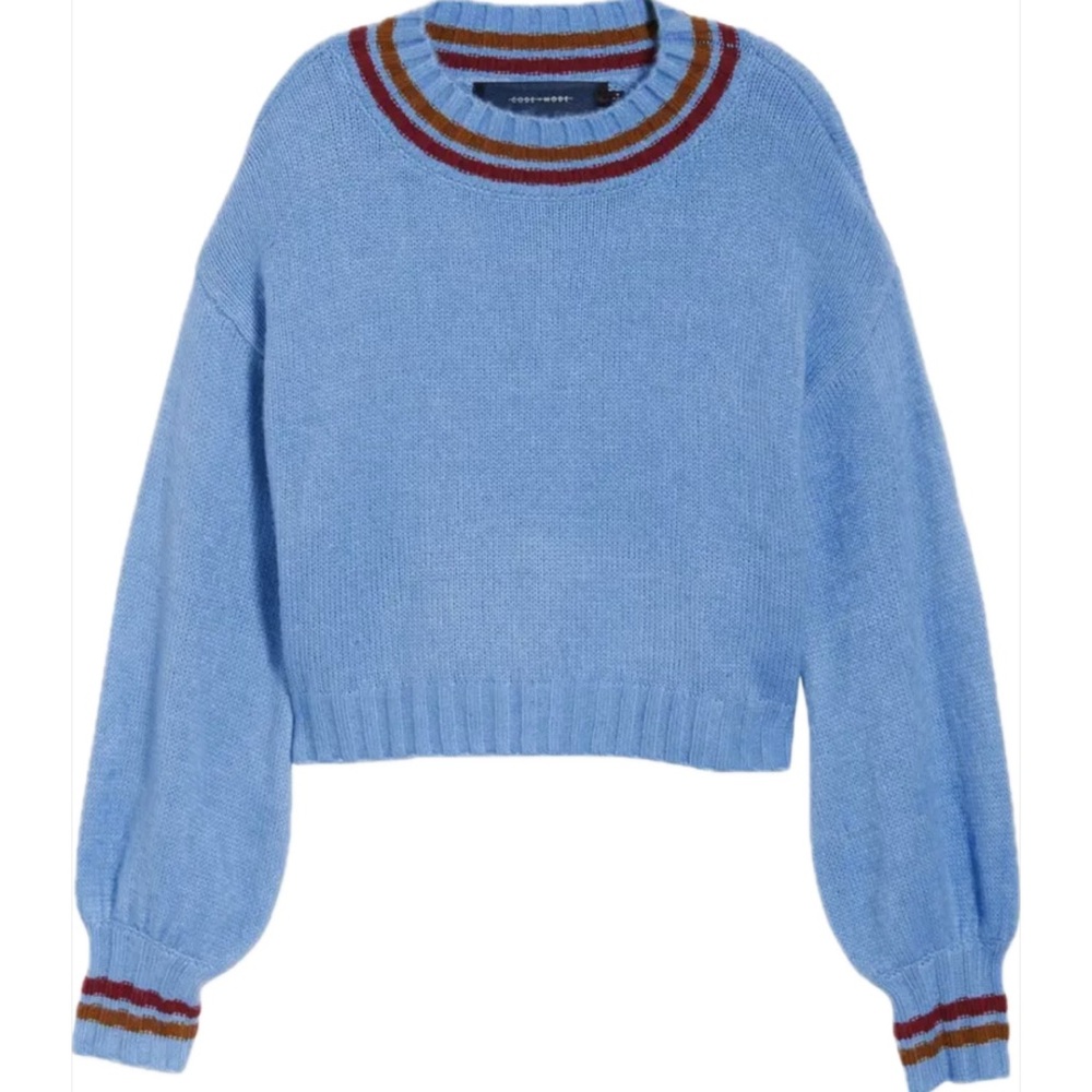 CODEXMODE Blue cropped long bell sleeve sweater - Large